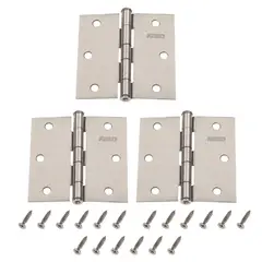 FIXSER - Pack 3 Unidades Bisagra 3,5X3,5'' Plata