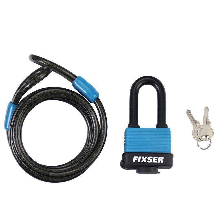 Set Candado y Cable 68 mm Negro/azul con Llaves