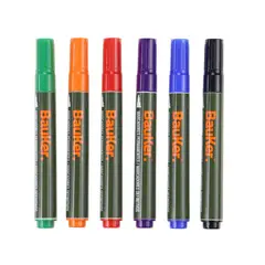 BAUKER - Set 6 Marcadores Permanentes Punta Biselada