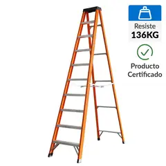 UBERMANN - Escalera De tijera Fibra de Vidrio 3.09 m 9 Peldaños