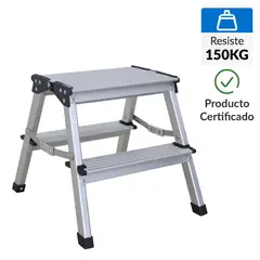 BAUKER - Piso De tijera Aluminio 35 cm 2 Peldaños