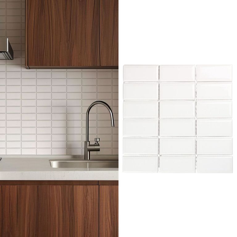 Mosaico Malla Brick Bis Blanco 29,5X29 0,08M2