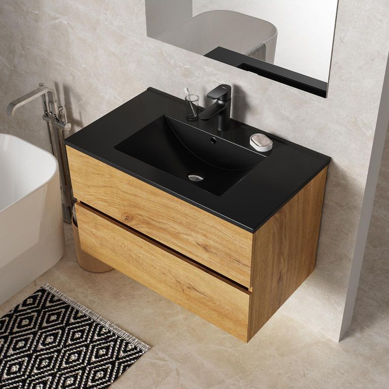 Mueble Baño Estambul Madera/Negro