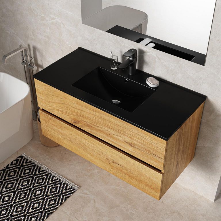Mueble Baño Estambul Madera/Negro