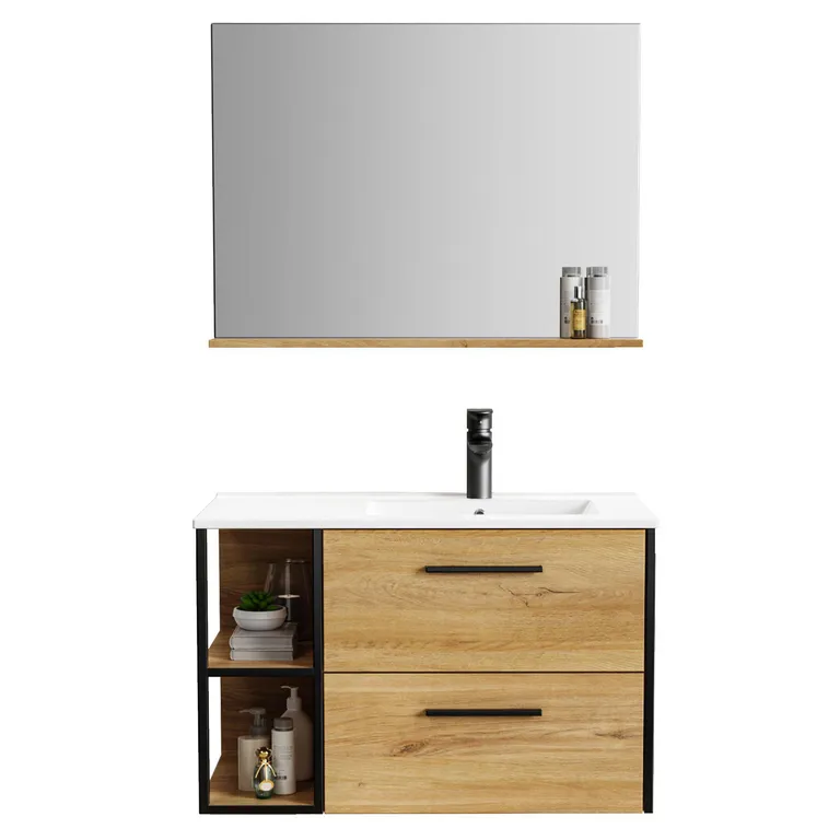 Mueble Baño LISBOA Negro, madera 80x52x46 cm