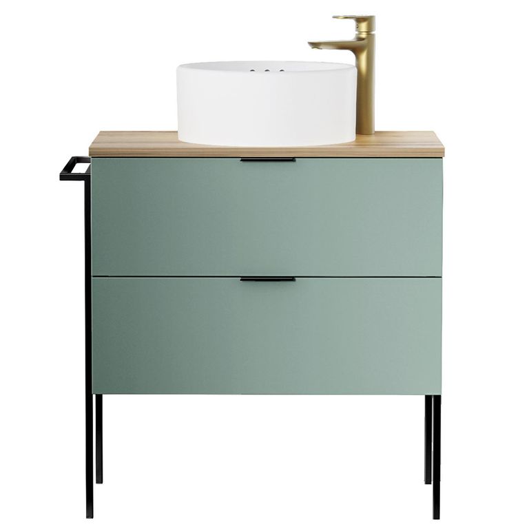 Mueble Baño ESTOCOLMO Verde sage, madera 80x52x46 cm