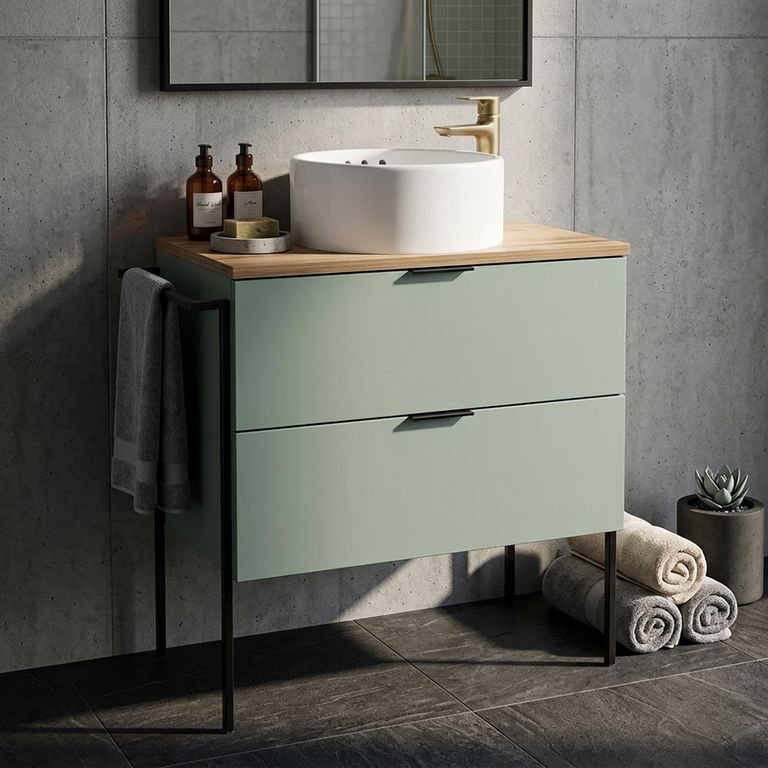 Mueble Baño sin Lavamanos Estocolmo Verde/Madera 60x80x46 cm