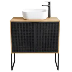 SENSI DACQUA - Mueble Baño RIAD Negro; Roble 80x80x46 cm