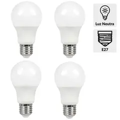 DAIRU - Pack 4 Ampolletas Led 60 W E27 806 lm Luz Neutro