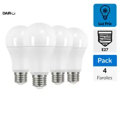 DAIRU - Pack 4 Ampolletas Led 75 W E27 1060 lm Luz Fría