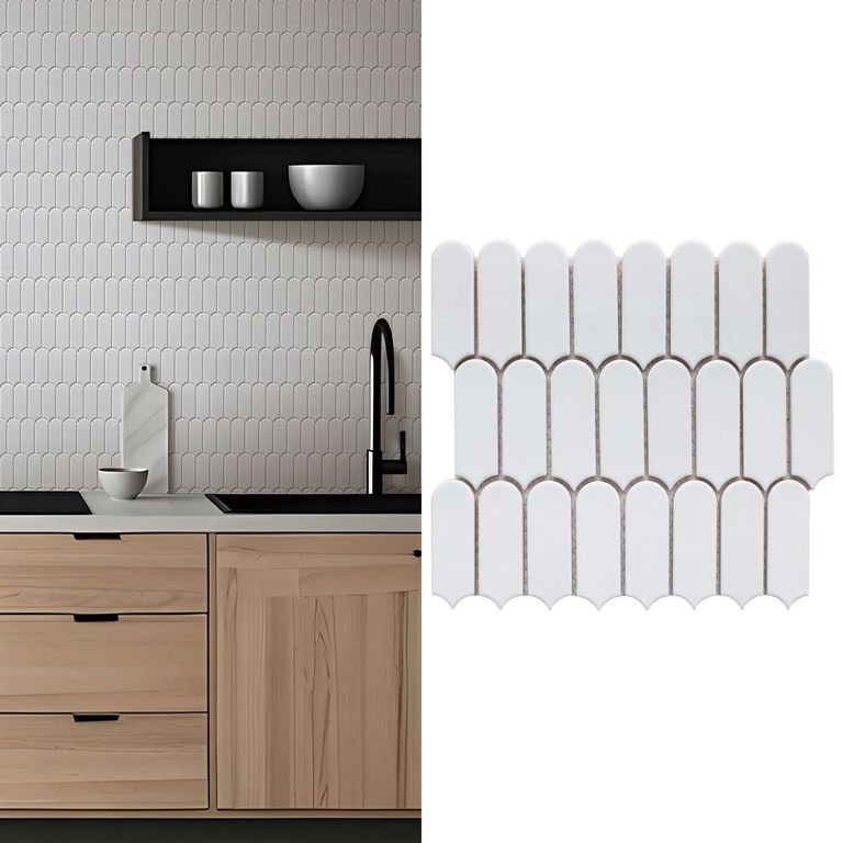Mosaico Malla Pluma Blanco 28X29,6 cm 0,08 M2