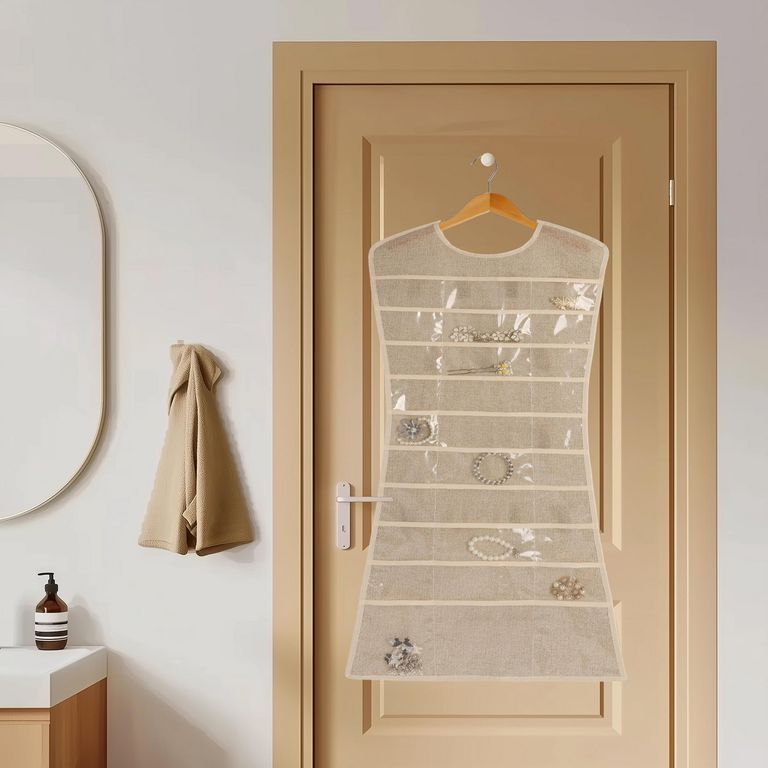 Organizador de Joyas Colgante 46x99x1 cm Beige
