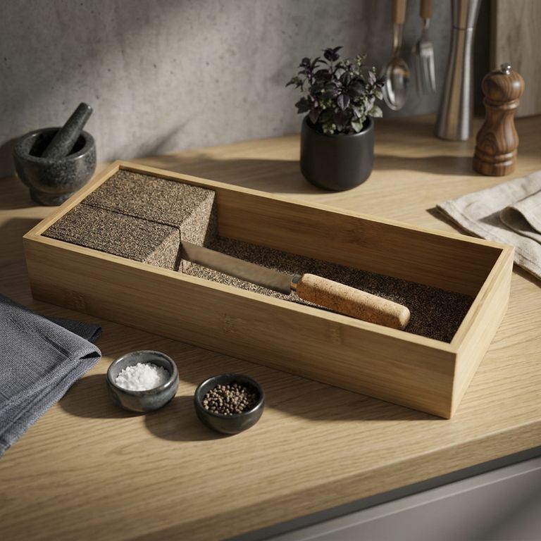 Organizador de Cuchillos 14.5x37.5x6.5 Bambú