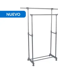 JUST HOME COLLECTION - Perchero Doble Barra con Ruedas Gris