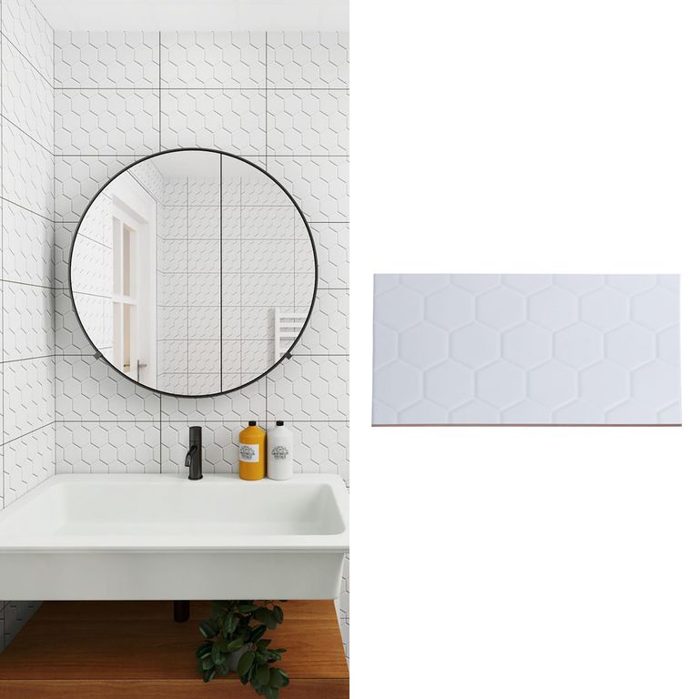 Cerámica 25x40 cm Hexagon Blanco 1.5 m2