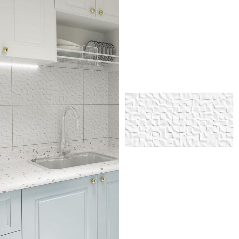 Cerámica 30x60 cm Quadro Relieve Blanco 1.62 m2