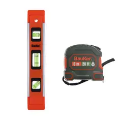 BAUKER - Set nivel 9" y cintra métrica 8 metros