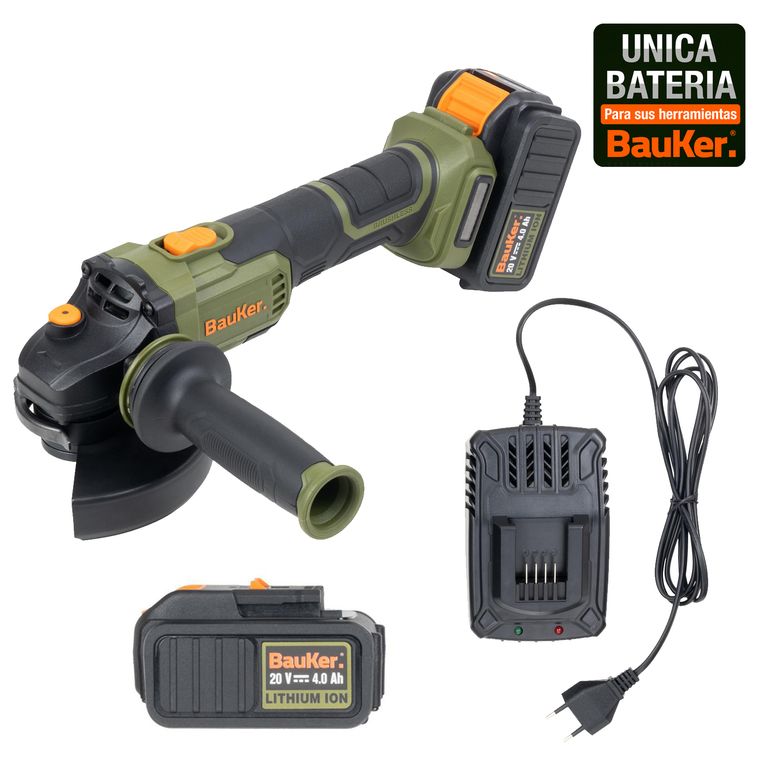 Esmeril 4 1/2"- 5" Inalámbrico 20 V Brushless + 1 Batería 4 AH + 1 Cargador a $89.990
