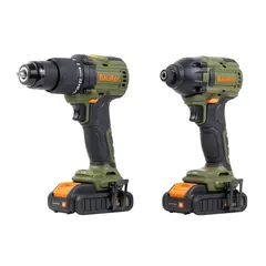 BAUKER - Kit Taladro Percutor 13 mm 20 V+ Atornillador Impacto 20 V +2 Baterías 2 AH + Cargador