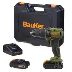 BAUKER - Taladro Percutor 13mm 20 V + 2 Baterías 2 AH + Cargador