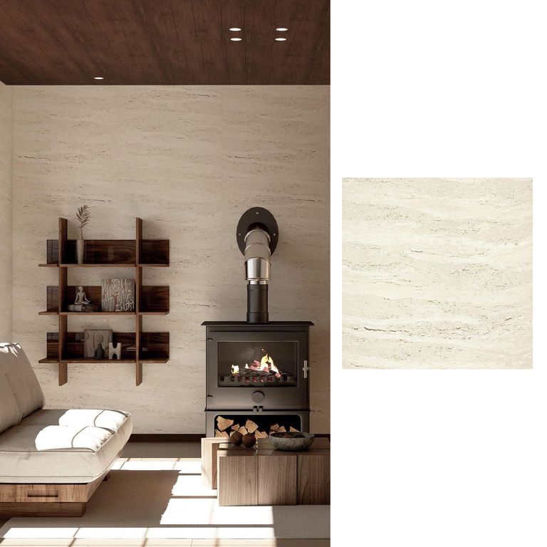 Porcelanato 60x60 cm Travertino Mate Blanco 1.44 m2