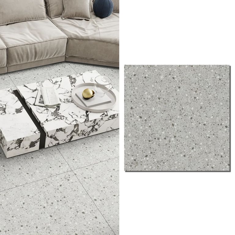 Porcelanato 60x60 cm Terrazo Dark Gris Oscuro 1.44 m2