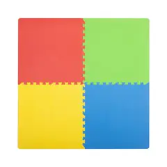 JUST HOME COLLECTION - Alfombra Puzzle 120x120 cm Polietileno Rojo, Verde, Azul, Amarillo