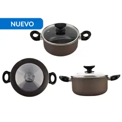 JUST HOME COLLECTION - Olla Antiadherente de Aluminio 20 cm 2.8 l Café Bosque
