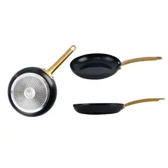 JUST HOME COLLECTION - Sartén Ceramica Negro con Mango Dorado Inducción
