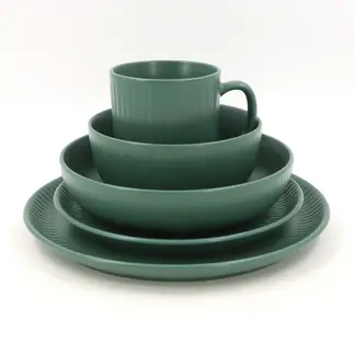 JUST HOME COLLECTION - Juego de Vajilla 30 Piezas Cerámica Delos Verde