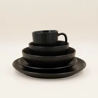 JUST HOME COLLECTION - Juego de Vajilla 30 Piezas Cerámica Delos Negro