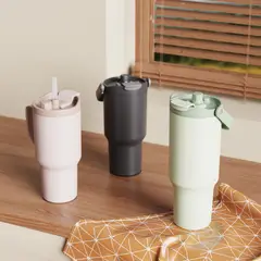 JUST HOME COLLECTION - Vaso Térmico Tapa Giratoria 1000 l Acero Inoxidable Rosado/negro/verde