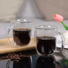 JUST HOME COLLECTION - Set 2 Mug Doble Pared 450 ml Vidrio Sin colección Transparente