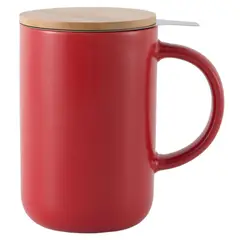JUST HOME COLLECTION - Mug 490 ml Cerámica Con Infusor Rojo