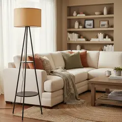 JUST HOME COLLECTION - Lampara Pie Repisa Posador Amarillo/Dorado 35x150 cm