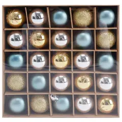 DEAR SANTA - Set 25 esferas 3 cm azul/plata/dorado