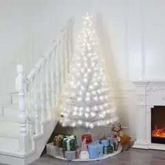 DEAR SANTA - Árbol Navidad Blanco con Luces Fibra Óptica 210 cm