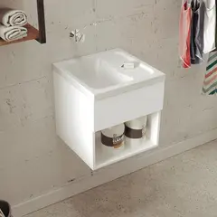 FIRPLAK - Lavadero Versa 50x50x48cm con Mueble Kub RH Blanco Canastilla 2" Plástica