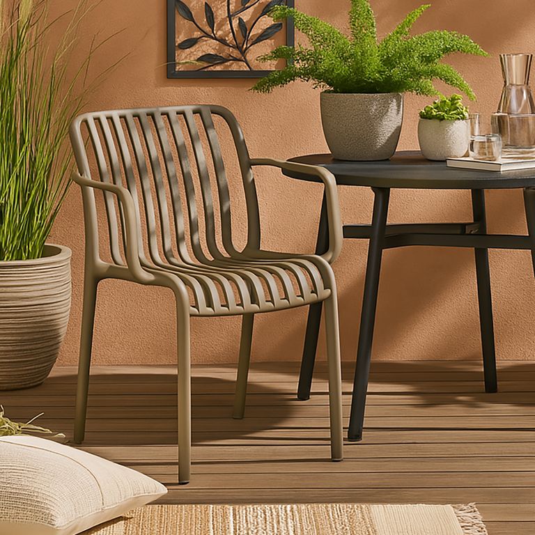 Silla para Terraza Resina Atenas Taupe 79x58x57 cm