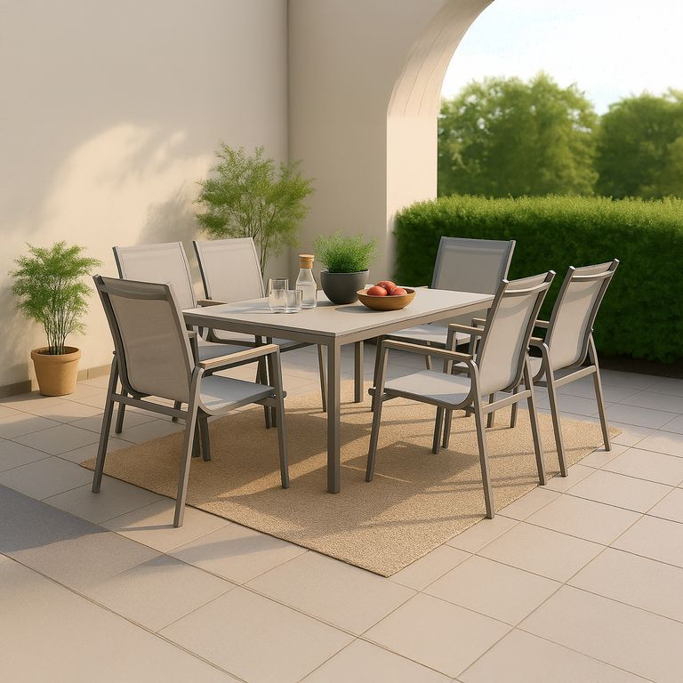 Juego de Comedor de Terraza Dubo 6 Personas Taupe
