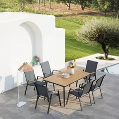 JUST HOME COLLECTION - Juego de Comedor de Terraza Berlin 6 Personas Gris