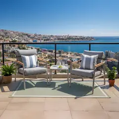 JUST HOME COLLECTION - Juego de Balcón de Terraza Rio 2 Personas Taupe claro