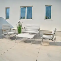 JUST HOME COLLECTION - Juego de Living de Terraza Rio 4 Personas Taupe claro