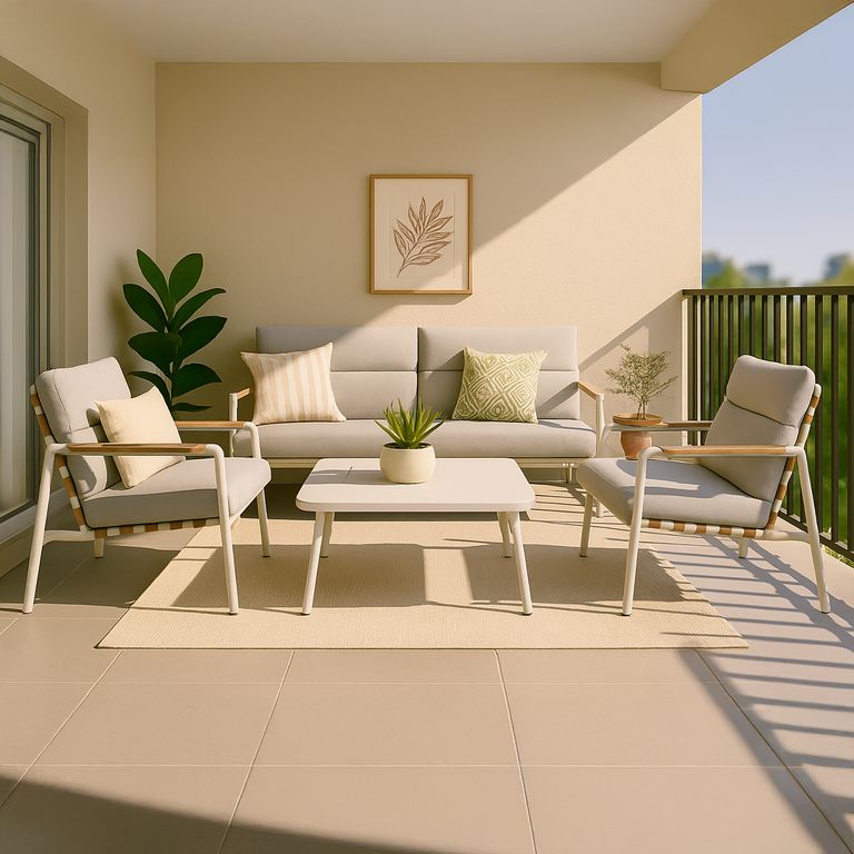 Juego de Living de Terraza Rio 4 Personas Taupe claro