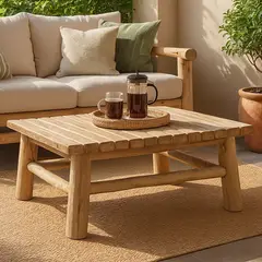 JUST HOME COLLECTION - Mesa Cuadrada Madera 80x40x80 cm Natural