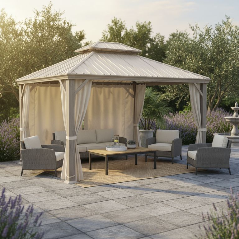 Pérgola Romana con Cortinas Acero 360x300x305 cm