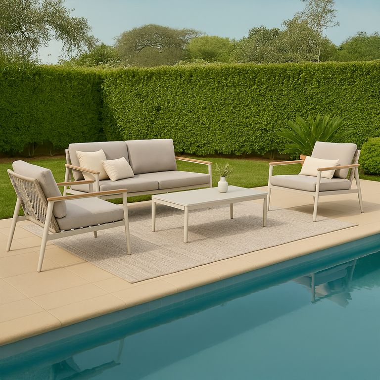 Juego de Living de Terraza Venecia 4 Personas Beige
