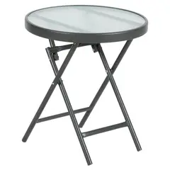 JUST HOME COLLECTION - Mesa Apoyo Redonda Metal 45x50x45 cm Gris oscuro