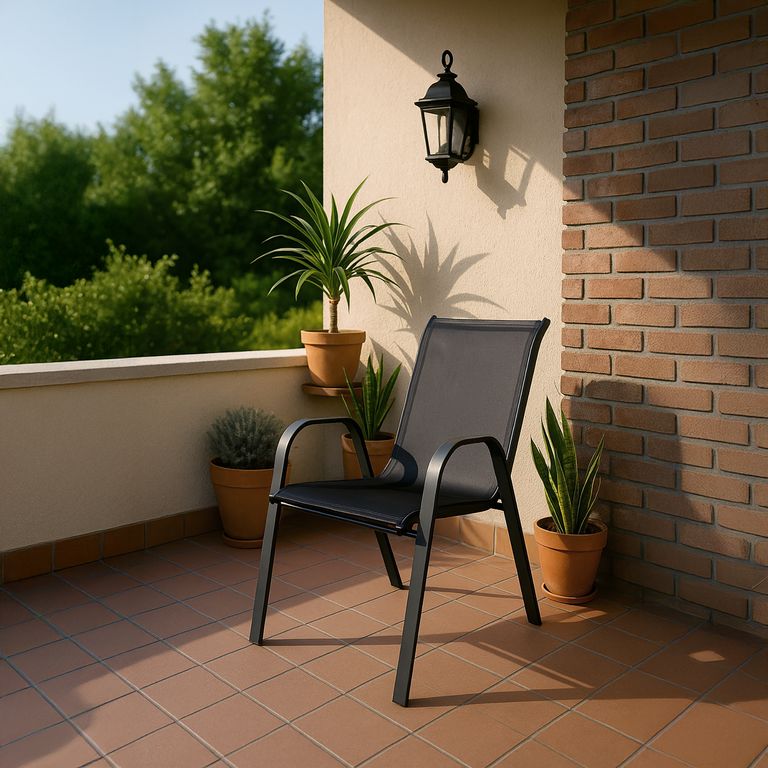 Silla para Terraza Acero Sling Negro 91x55x74 cm