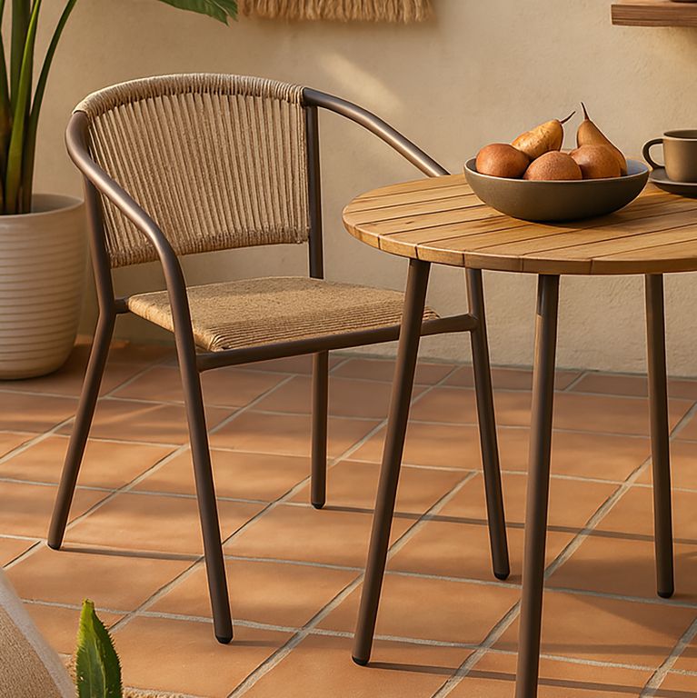 Silla para Terraza Rattan Guadalajara Beige 74x54x63 cm